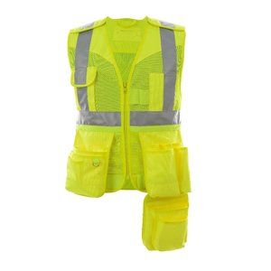 HI VIS CLASS 2 MULTI POCKET TOOL VEST *FITS OVER HARNESS* - YELLOW